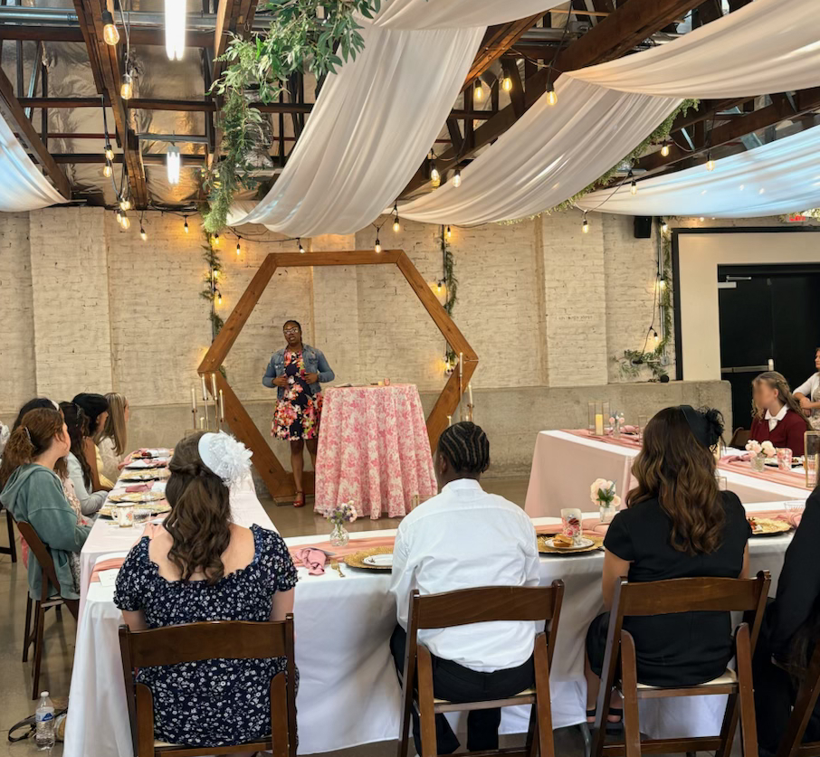 Elegant tea party decorations prepared for girls from Sunrise Children’s Services